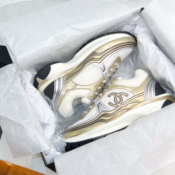 Chanel Men's White and Silver Trainers - Picture 1 of 6